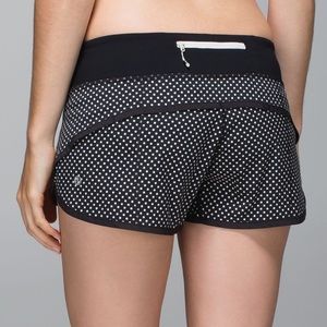 Black polka dot lulu running shorts